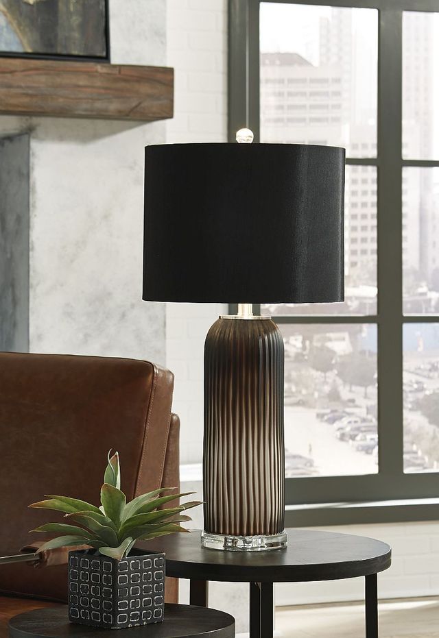 Signature Design by Ashley® Abaness 2-Piece Black Glass Table Lamp Set-3