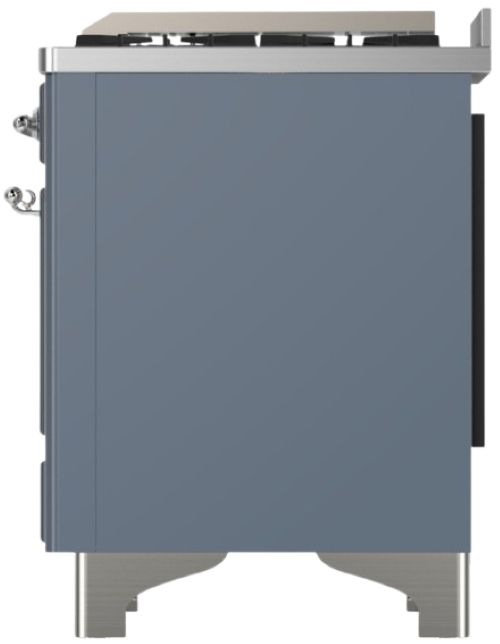 Ilve® Majestic III 36" Blue Gray Pro Style Dual Fuel Liquid Propane Range with Solid Door and Chrome Trim-3
