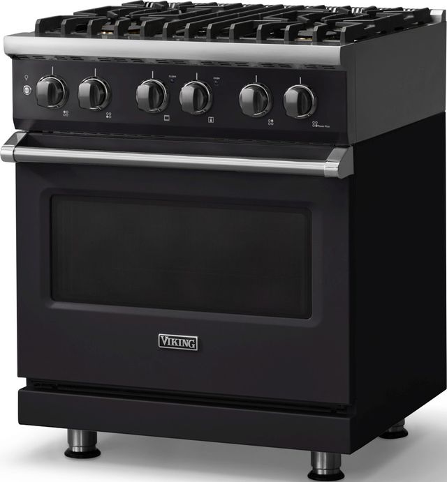 Viking® 5 Series 30" Onyx Pro Style Dual Fuel (NG) Range with Polished Chrome Trim-3