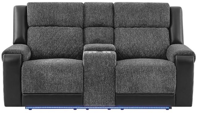 Global Furniture USA U5915 Black/Gray Manual Reclining Loveseat with Console-2
