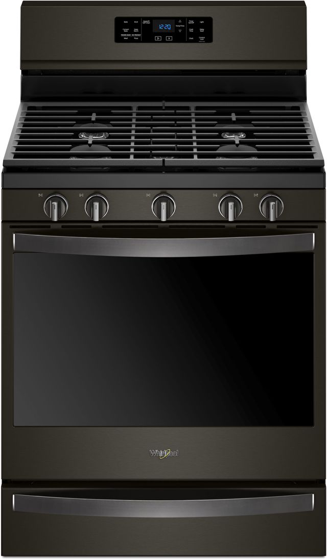 Whirlpool® 30" Fingerprint Resistant Black Stainless Steel Freestanding Gas Range-0