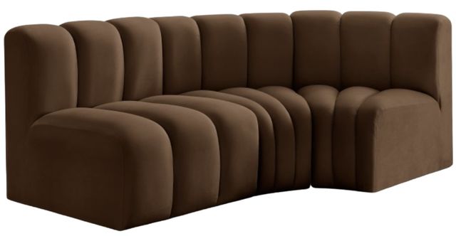 Meridian Furniture Arc 3-Piece Brown Velvet Sectional-0