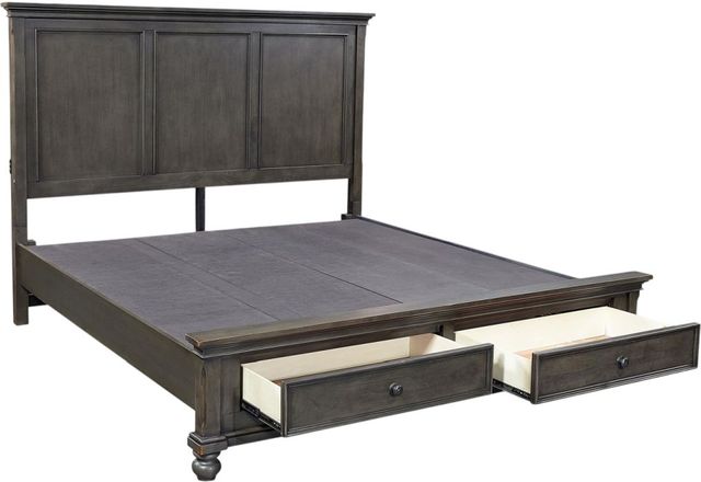 aspenhome® Oxford Peppercorn King Panel Storage Bed-2