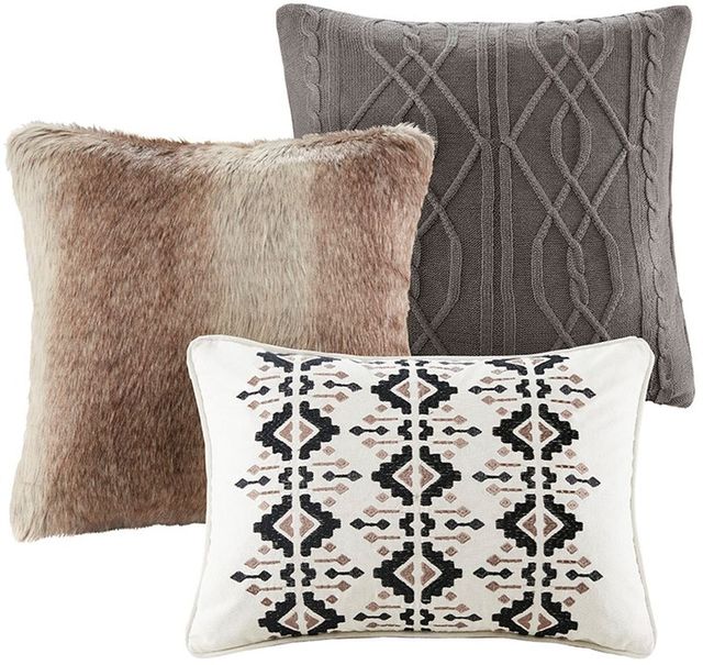 Olliix by Madison Park Signature Brown King Urban Cabin Cotton Jacquard Comforter Set-2
