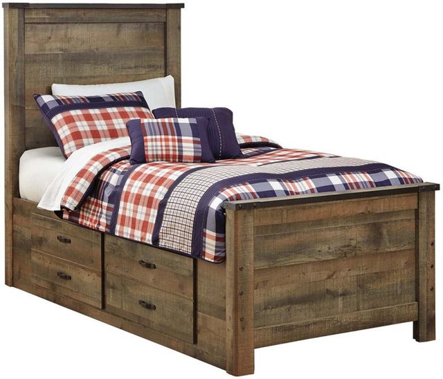 Signature Design by Ashley® Trinell 5-Piece Brown Twin Panel Storage Bed Set-1