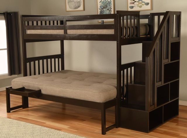 Kodiak Furniture Kelcie Dark Chocolate Twin/Full Bunk Bed with Tray-2