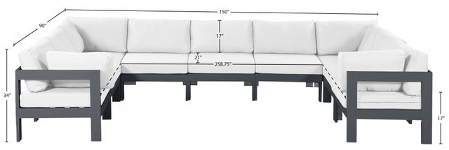 Meridian Furniture Nizuc 9-Piece Dark Gray/White Aluminum/Fabric Outdoor Patio Modular Sectional-2
