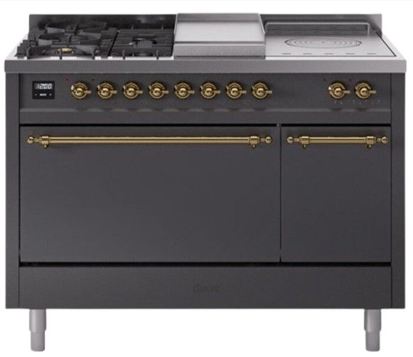 Ilve® Nostalgie II Series 48" Graphite Matte Pro Style Dual Fuel Range-0