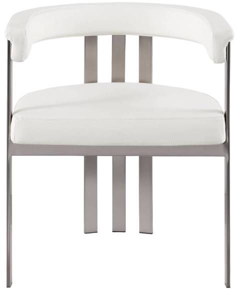 Meridian Furniture Marcello Brushed Cream/Brushed Chrome Velvet Dining Chair-1