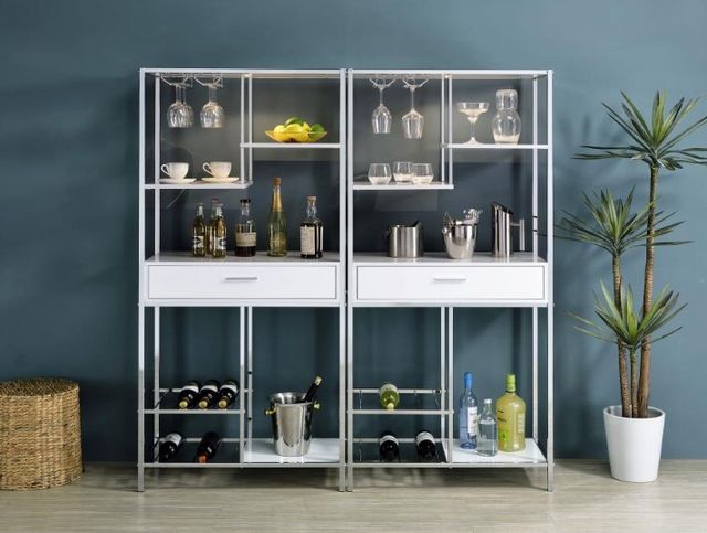 Coaster® Figueroa Silver/White 5-Shelf Wine Cabinet-9