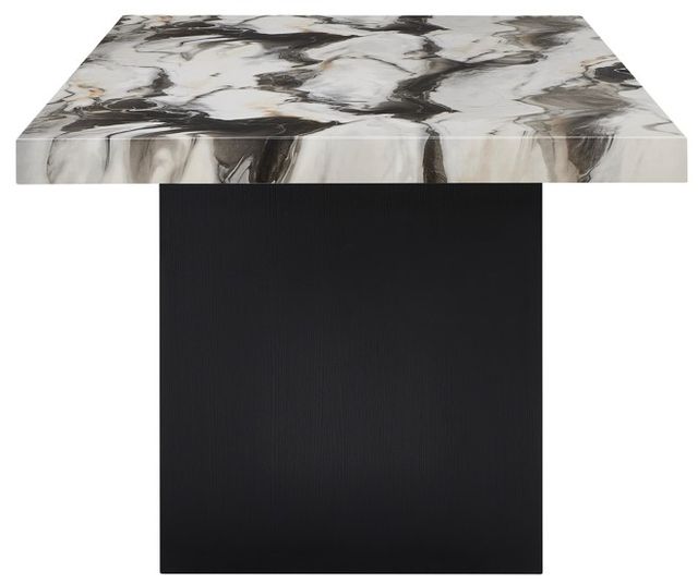 Crown Mark Vega Faux Marble Top Dining Table with Black Pedestal Base-3