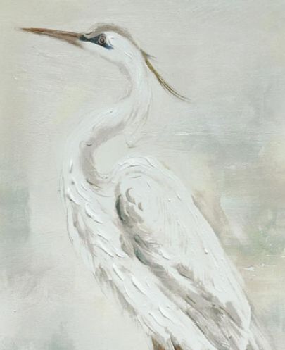 Classy Living Contemplative White Egret Wall Art-1