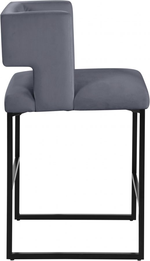 Meridian Furniture Caleb Grey Velvet Counter Stool-2