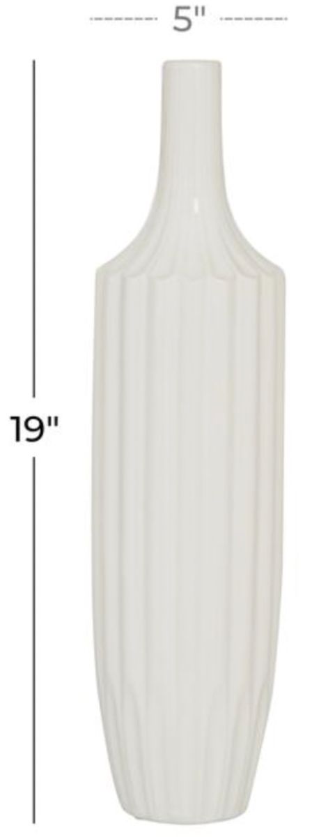 Deco Marche White 19” Stripe Texture Vase-2