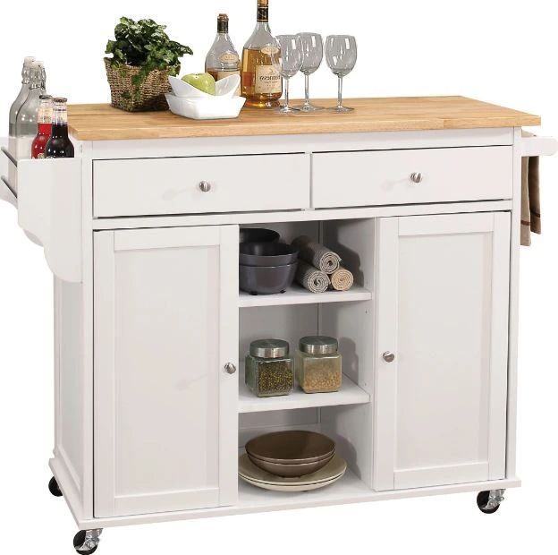ACME Furniture Tullarick Natural/White Kitchen Cart-0