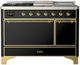 Ilve® Majestic III 48" Glossy Black Pro Style Dual Fuel Natural Gas Range with French Top and Brass Trim-0