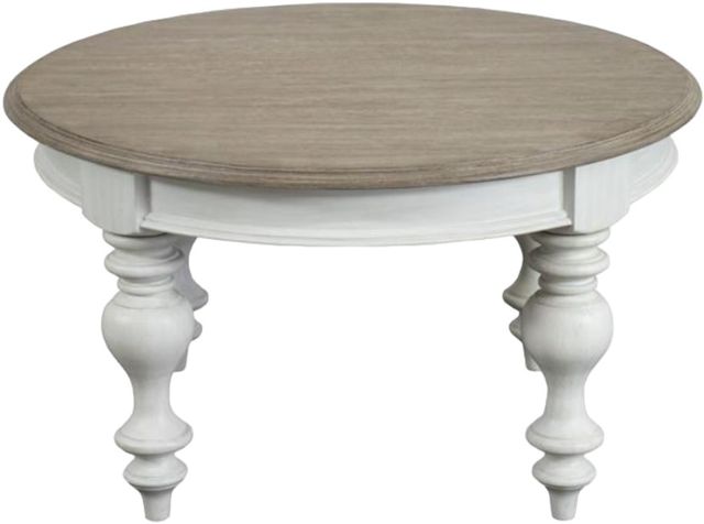 Riverside Furniture Jameson Antique Oak Coffee Table with Pale Taupe Base-1