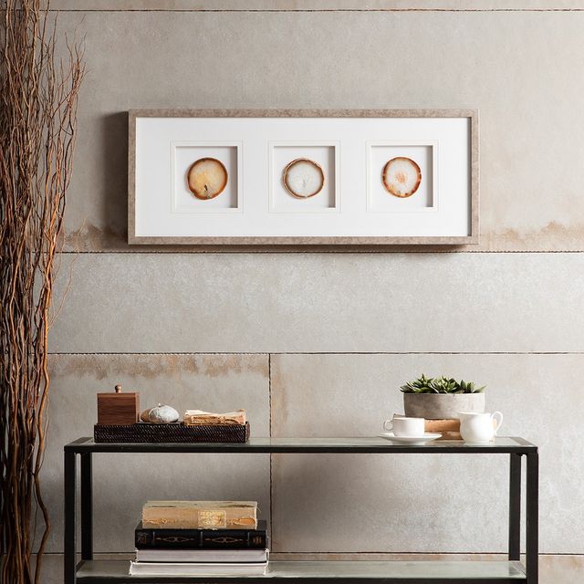 Olliix by Madison Park Natural Agate Trio Natural 100% Real Stone Framed Graphic-3