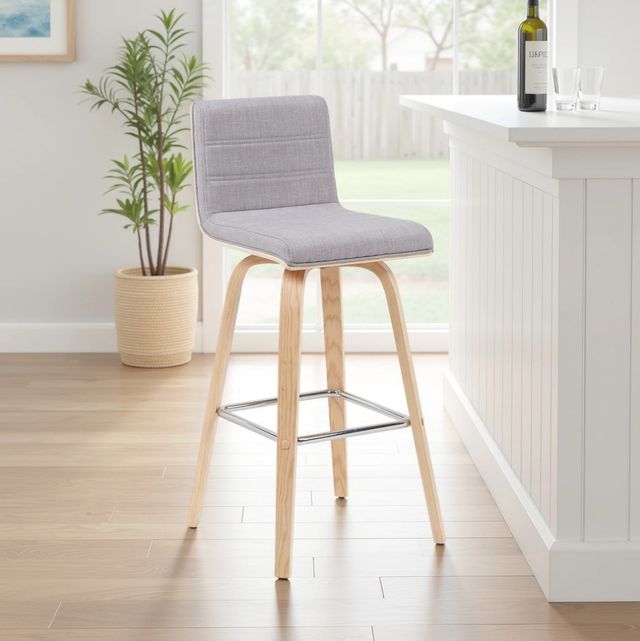 Armen Living Vienna 2-Piece Gray/Oak Swivel Barstool Set-1