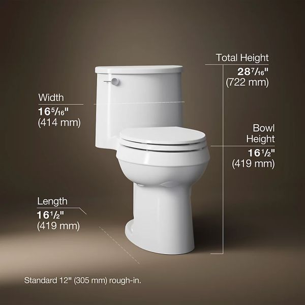KOHLER® Adair® White 1-Piece Elongated Toilet, 1.28 Gpf-4