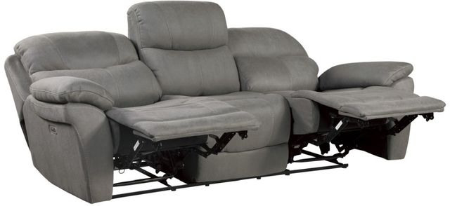 Homelegance® Longvale Gray Power Double Reclining Sofa with Power Headrests-2