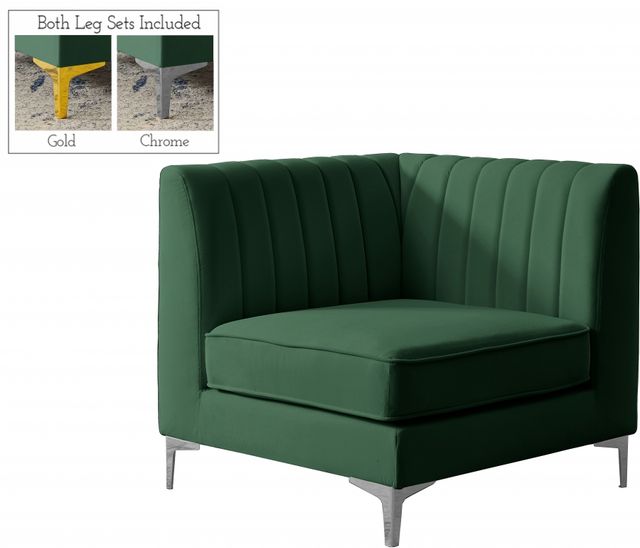 Meridian Furniture Alina Green Velvet Corner Chair-1