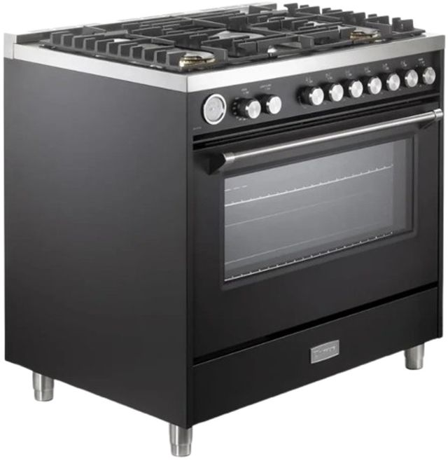 Verona® Ultima 36" Matte Black Pro Style Gas Range-1
