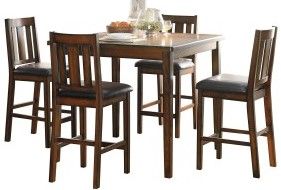 Mazin Furniture Delmar 5 Piece Espresso Counter Height Table Set-0