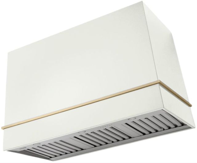 AGA Loge 48" White Wall Mounted Range Hood  with Brushed Brass Trim-0