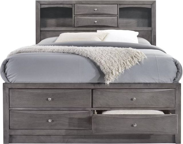 Elements International Emily Gray King Panel Storage Bed-1
