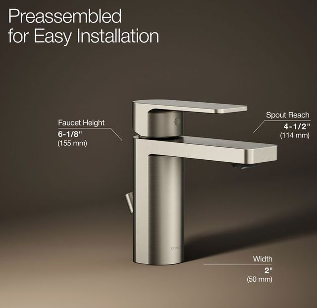 KOHLER® Parallel® Vibrant Brushed Nickel 1.2 GPM Single-Handle Bathroom Sink Faucet-2