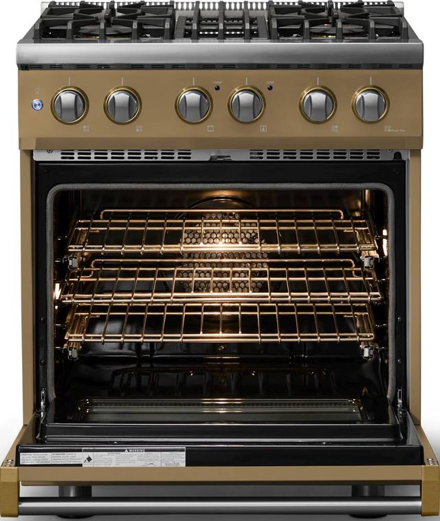 Viking® 5 Series 30" Golden Hour Pro Style Dual Fuel (LP) Range with Brushed Brass Trim-1
