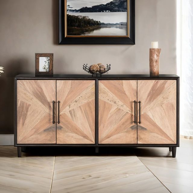 Furniture of America® Lakeside Black/Natural Cabinet-0