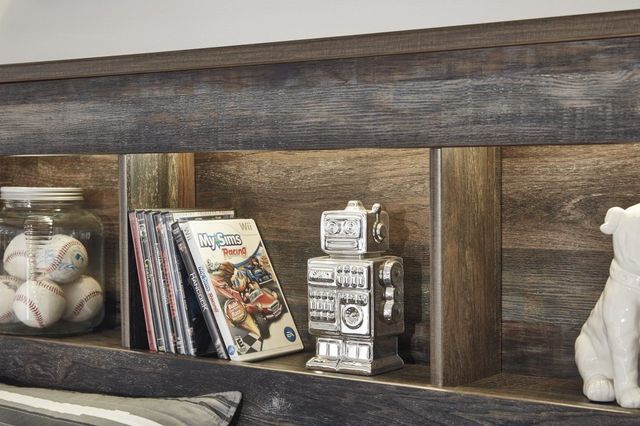 Signature Design by Ashley® Drystan Brown Queen Bookcase Headboard-5