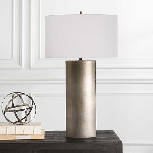 Uttermost® V-Groove Dark Steel Gray Table Lamp-1