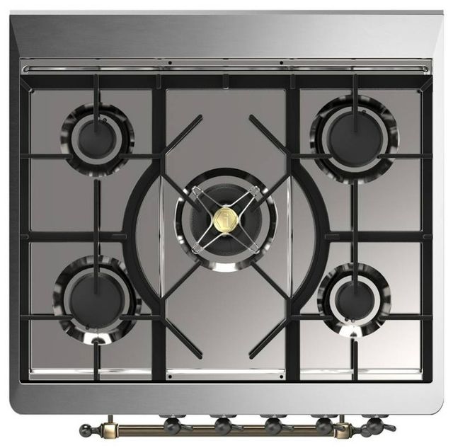 Ilve® Majestic III 30" Antique White Pro Style Dual Fuel Liquid Propane Range with Triple Glass Door and Burnished Trim-2