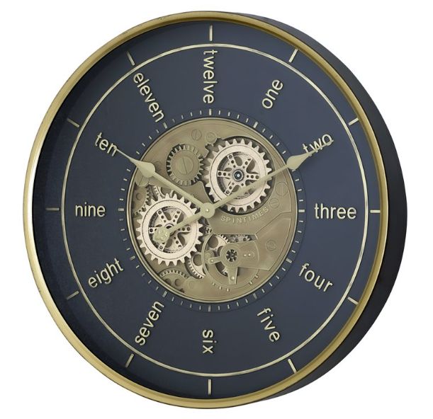 YHD Dark/Gold Modern Word Gear Clock-2