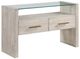 Steve Silver Co. Garland Glass Top Sofa Table with Washed Parchment Base-0