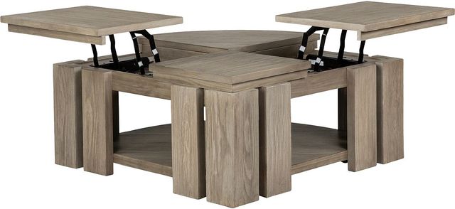 Magnussen Home® Conrad Stone Harbor Grey Pie Shaped Lift Top Cocktail Table with Casters-3