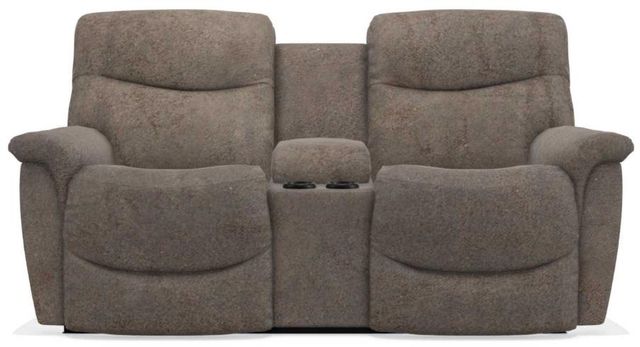 La-Z-Boy® James Steel Reclining Loveseat with Console-1