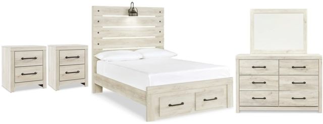 Signature Design by Ashley® Cambeck 5-Piece Whitewash Full Panel Bed Set-0