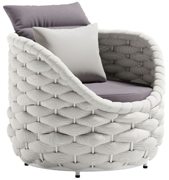 Zuo® Modern Coral Reef Gray/White Outdoor Aluminum/Olefin Accent Chair-0