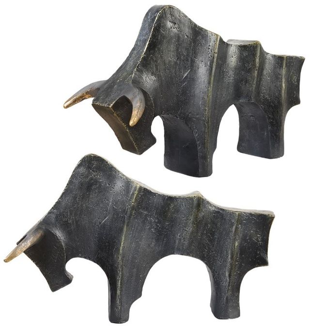 Uttermost® Regal Bull 2-Piece Dark Bronze Sculpture Set-0