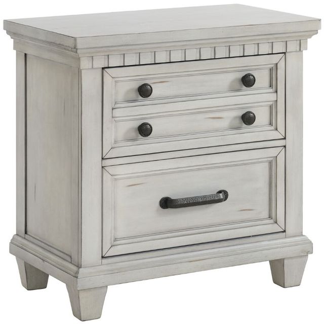 Elements International McCoy Antique White Nightstand-0