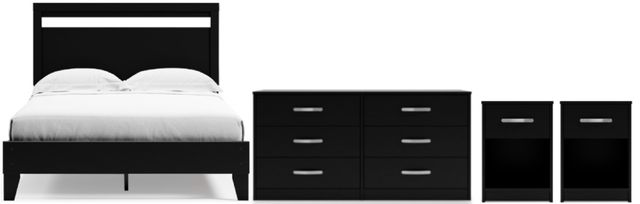 Signature Design by Ashley® Finch 4-Piece Black/Brown Queen Panel Bed Set-0