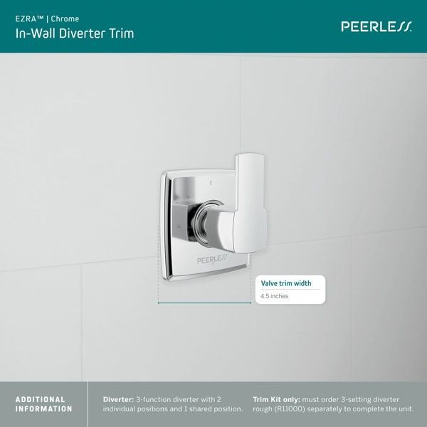 Peerless Ezra® Chrome In-Wall Diverter Trim-3