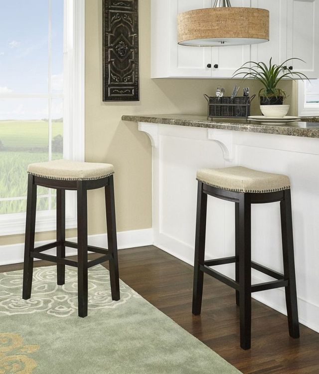 Linon Claridge Dark Walnut Bar Stool-1
