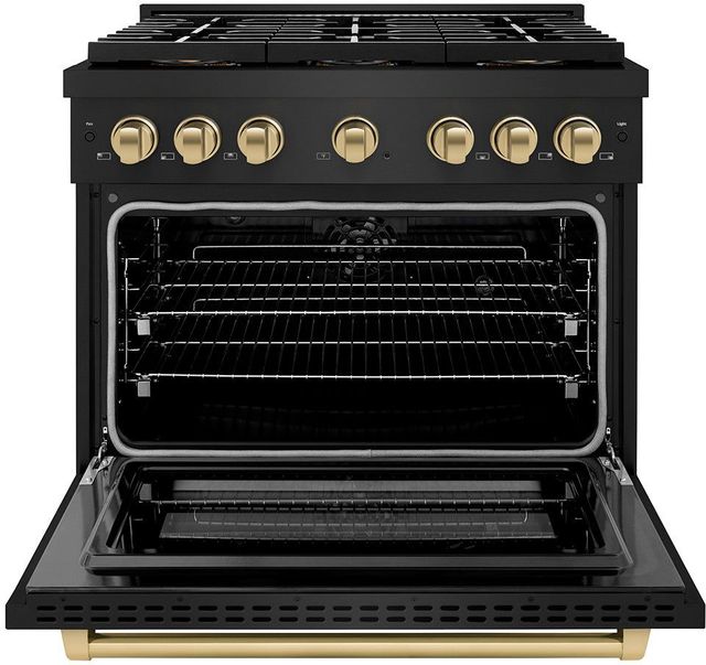 ZLINE Autograph Edition Paramount Series 36" Black Stainless Steel Pro Style Dual Fuel Range with Champagne Bronze Accents -1