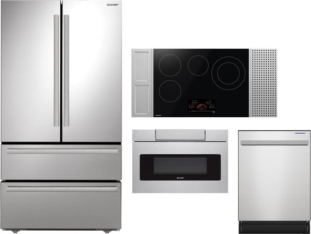 Sharp® 4 Piece Stainless Steel Kitchen Appliance Package