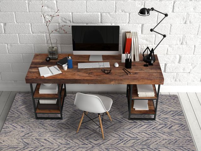 KAS Rugs Gramercy Blue Hither Herringbone 5'x7' Rug-2